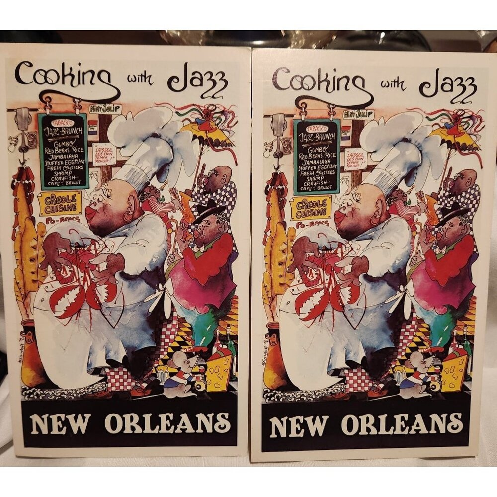 Cooking With Jazz New Orleans Postcards Set Of 2 Vintage Collectors Item